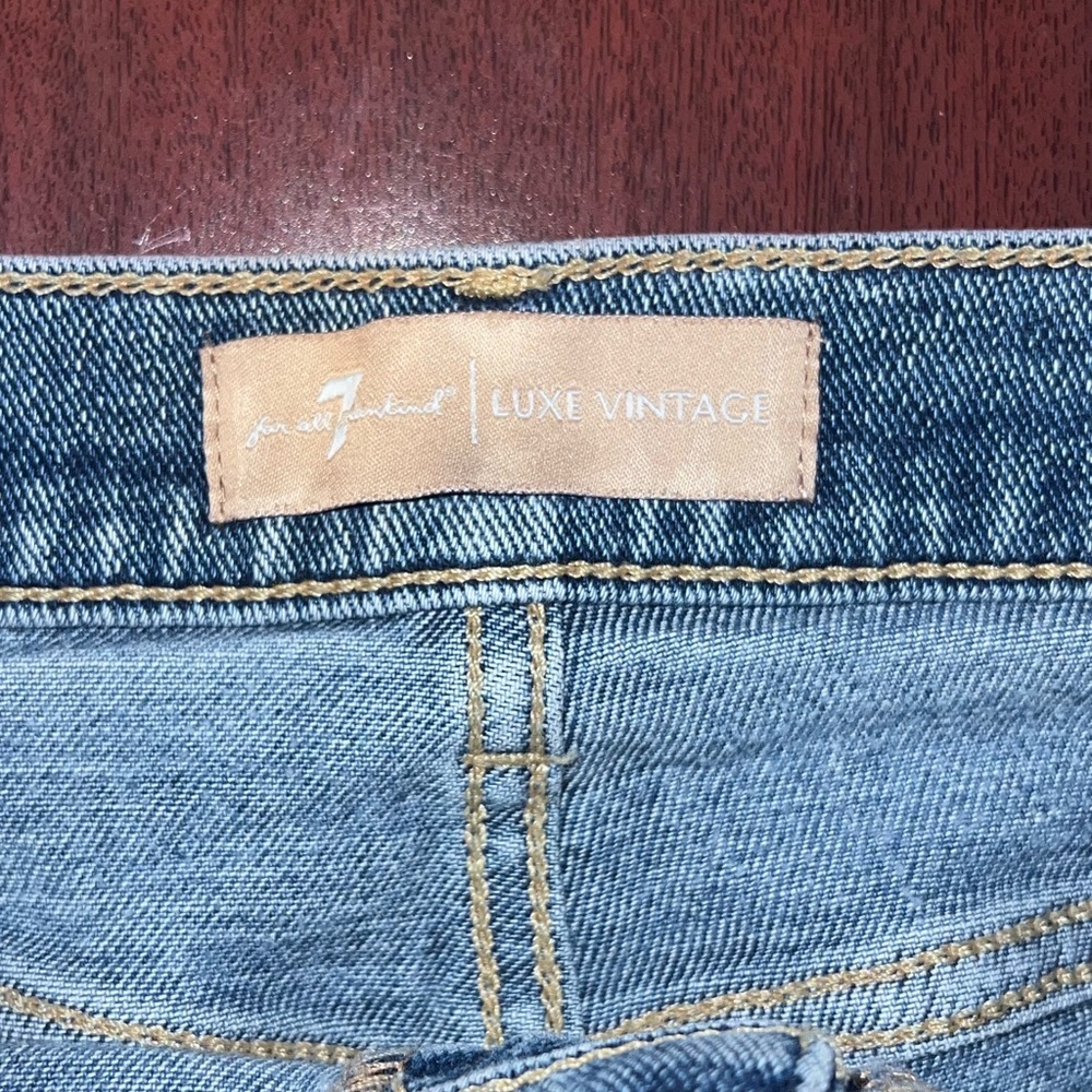 7 For All Mankind Blue Denim Mini Skirt - Picture 2 of 4